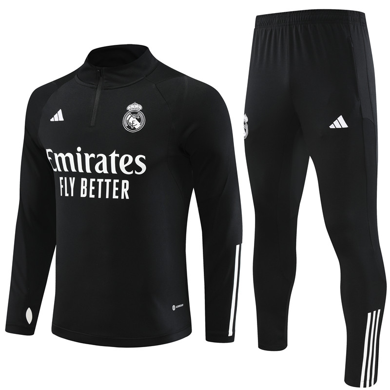 Real Madrid 23-24 Long Sleeve Training Set - Black - SOCCERDEALSHOP