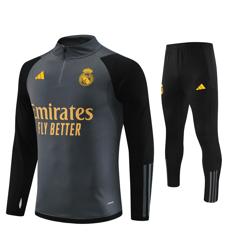 Real Madrid 23-24 Long Sleeve Training Set -Dark Grey - SOCCERDEALSHOP