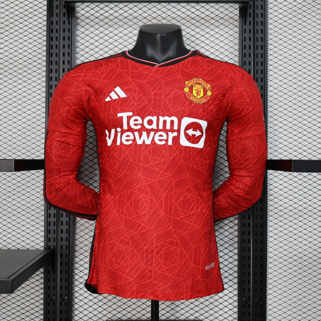 Manchester United 23-24 Home Long Sleeve Jersey - Player Version - SOCCERDEALSHOP