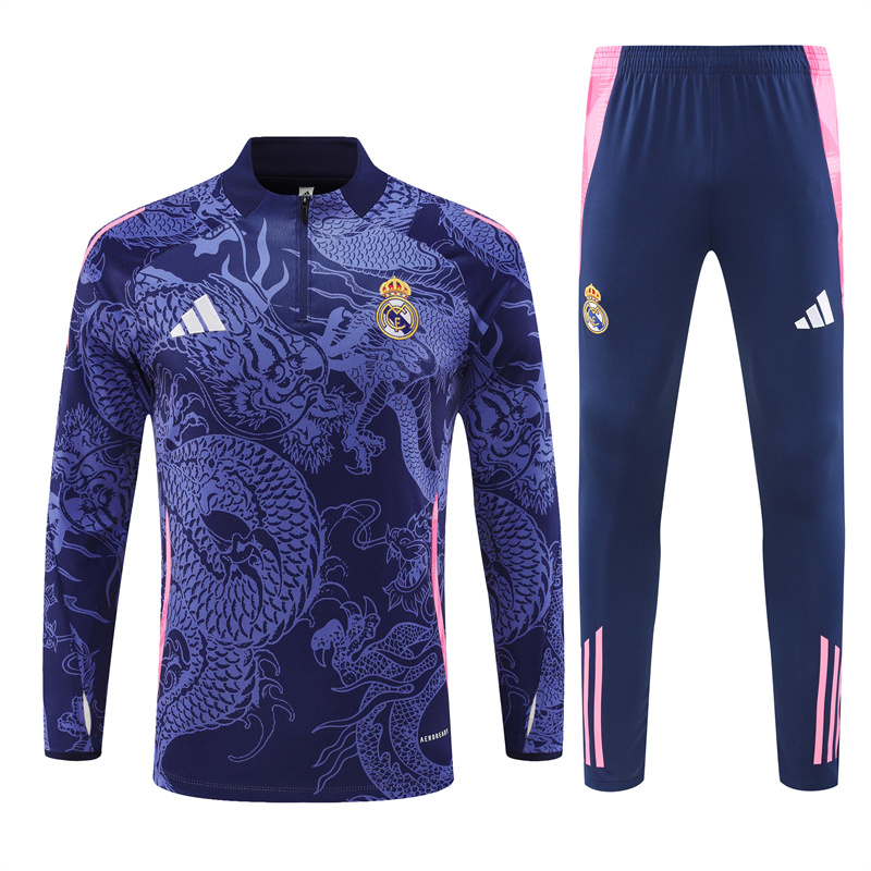 Real Madrid 24-25 Long Sleeve Training Set - Blue Dragon - SOCCERDEALSHOP