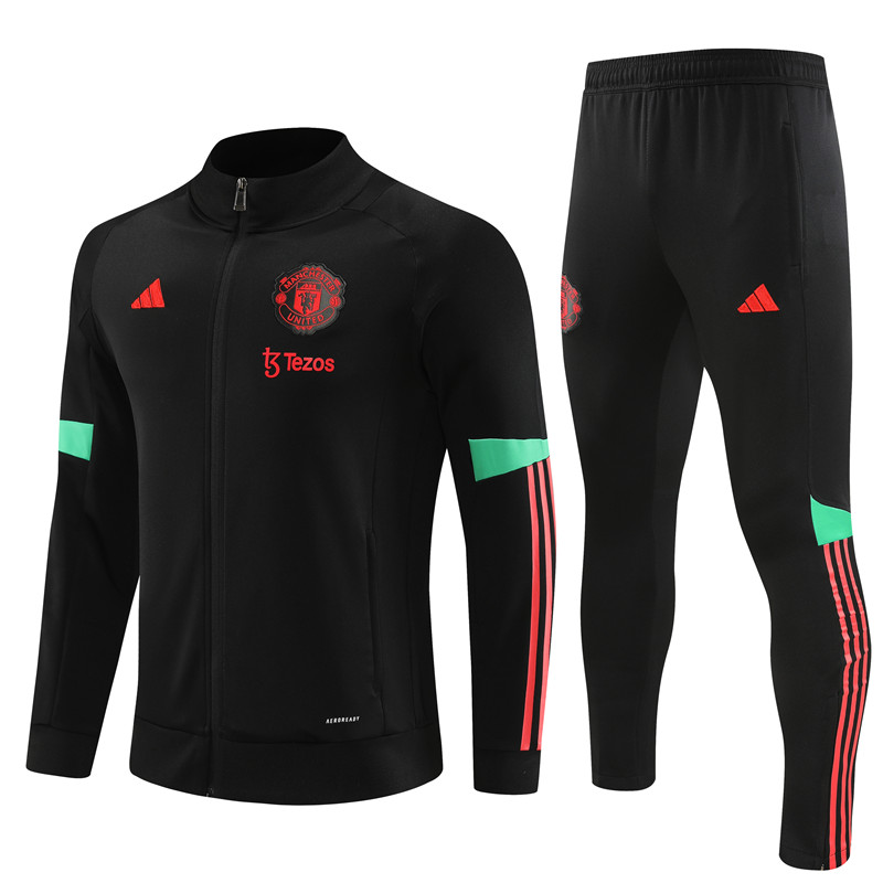 Manchester United 23-24 Jacket Training Tracksuit - Black - SOCCERDEALSHOP
