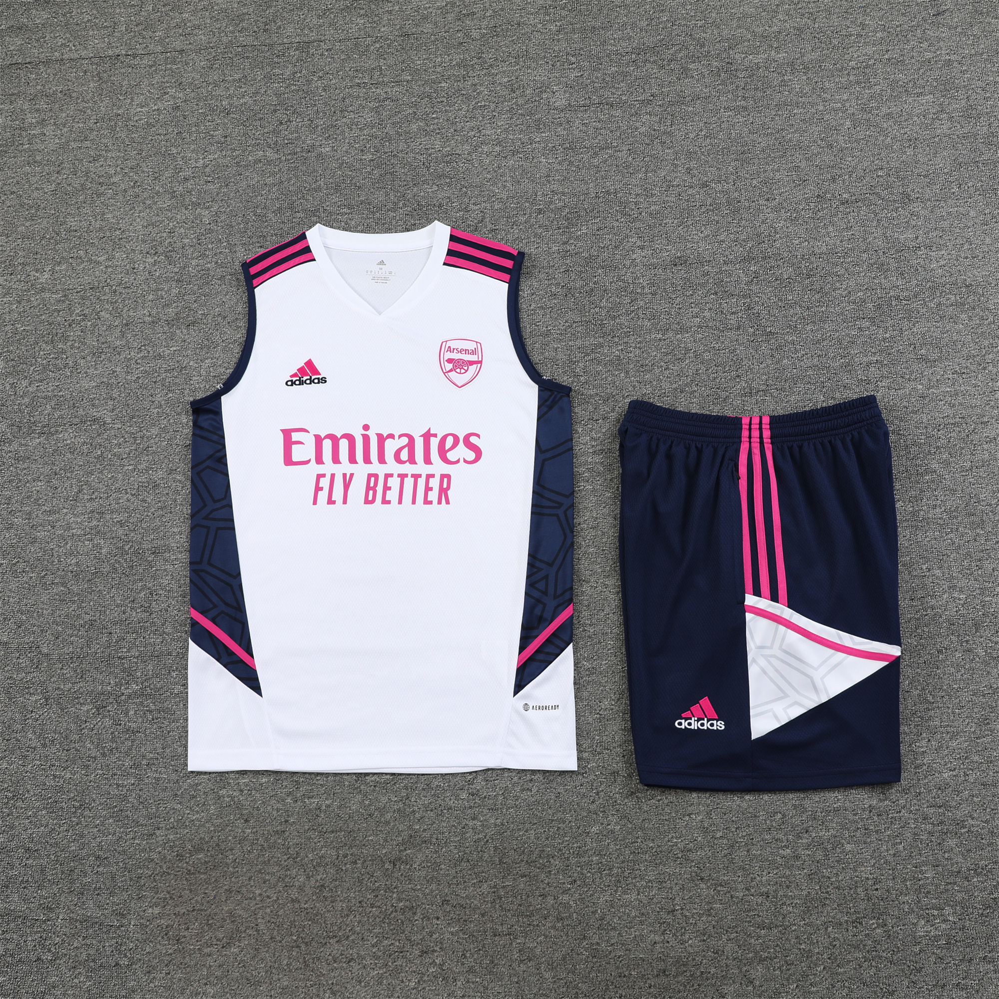 Arsenal 23-24 Player Vest Training Set White Pink - SOCCERDEALSHOP
