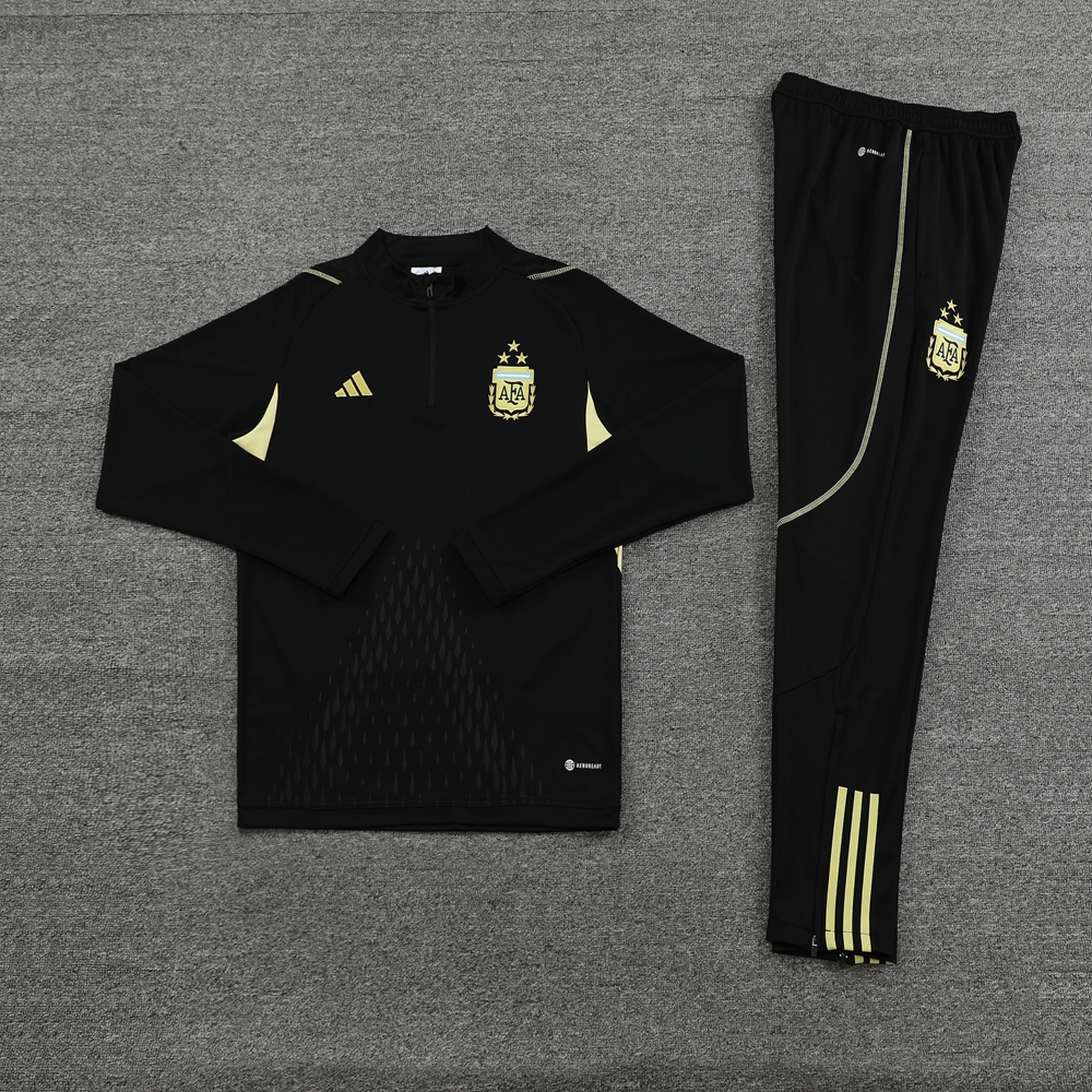Argentina 23-24 Long Sleeve Training Set - Black - SOCCERDEALSHOP