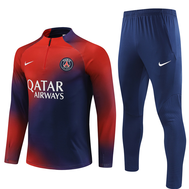 Paris Saint-Germain PSG 23-24 Kids Long Sleeve Training Set Red and Blue - SOCCERDEALSHOP