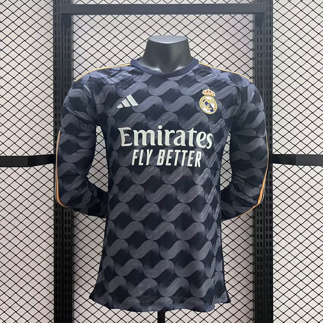 Real Madrid 23-24 Away Long Sleeve Jersey - Player Version - SOCCERDEALSHOP