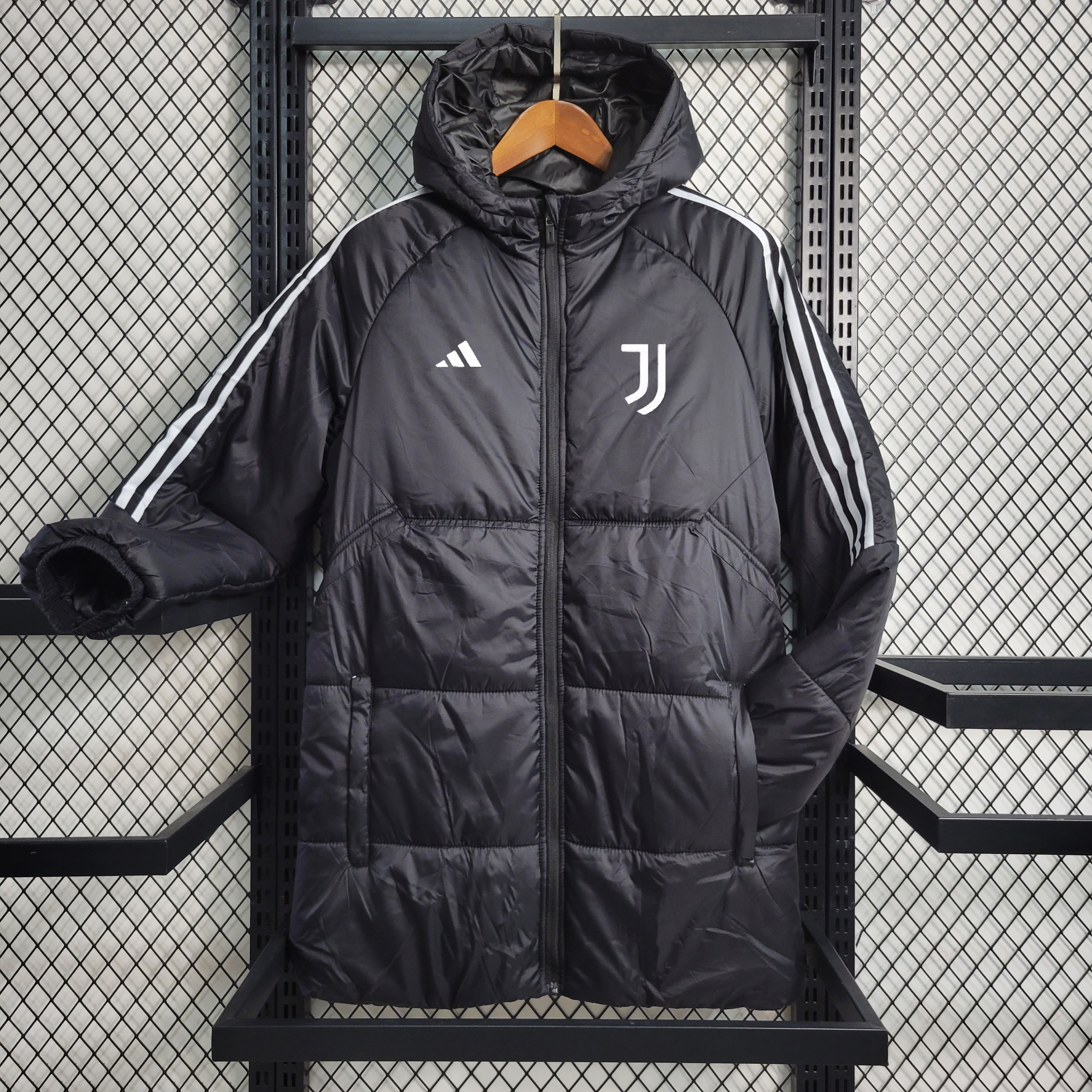Juventus 23-24 Men's Hooded Thermal Cotton Jacket - Black - SOCCERDEALSHOP