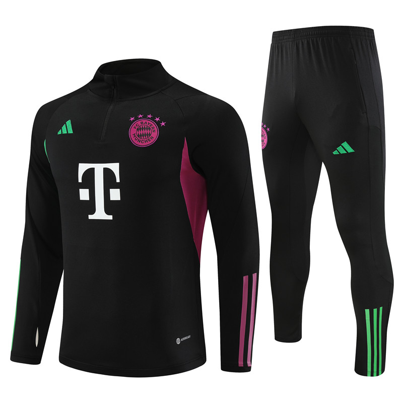 Bayern Munich 23-24 Kids Long Sleeve Training Set Black - SOCCERDEALSHOP