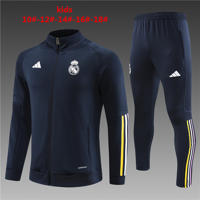 Real Madrid 23-24 Kids Jacket Training Tracksuit - Royal Blue - SOCCERDEALSHOP