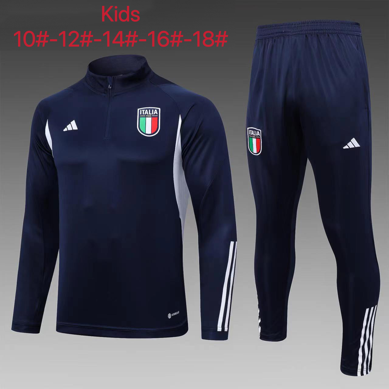Italy 23-24 Kids Long Sleeve Training Set Royal Blue - SOCCERDEALSHOP