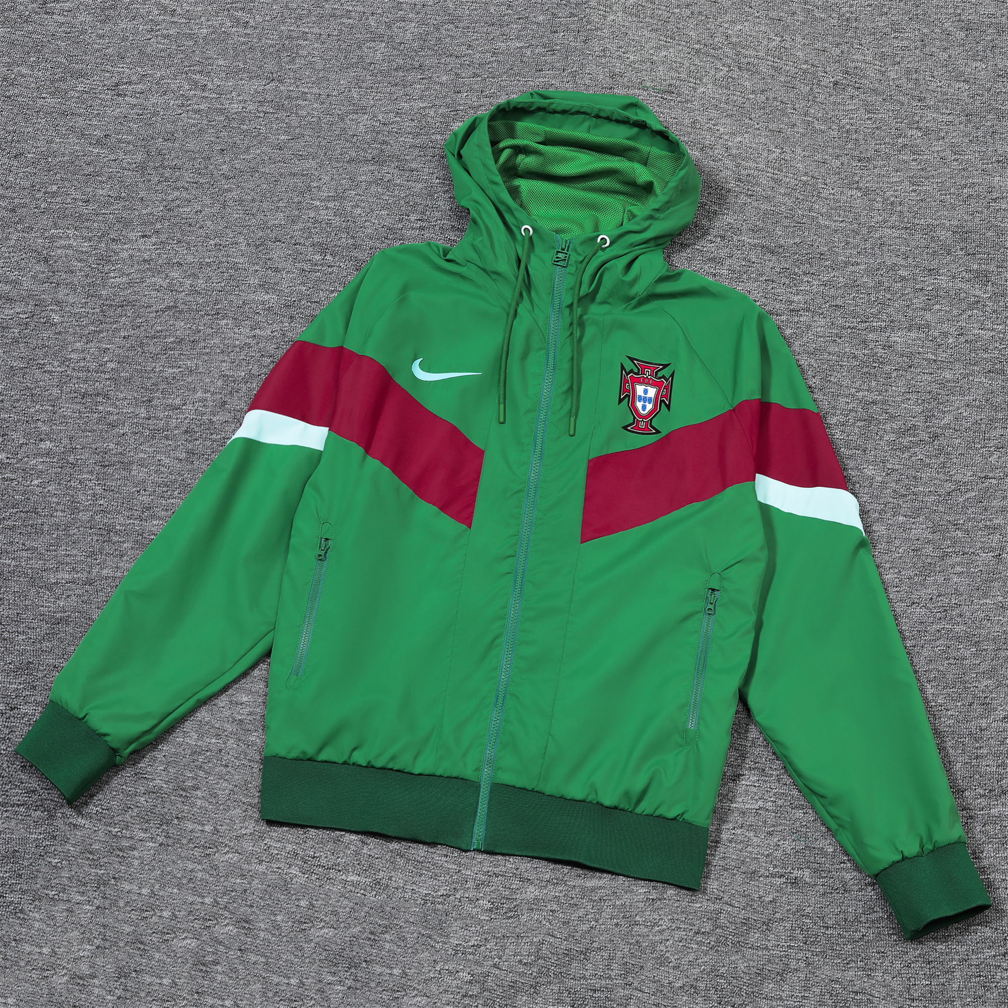 Portugal 2024 National Team Anthem Green Hooded Windbreaker - Player Version - SOCCERDEALSHOP