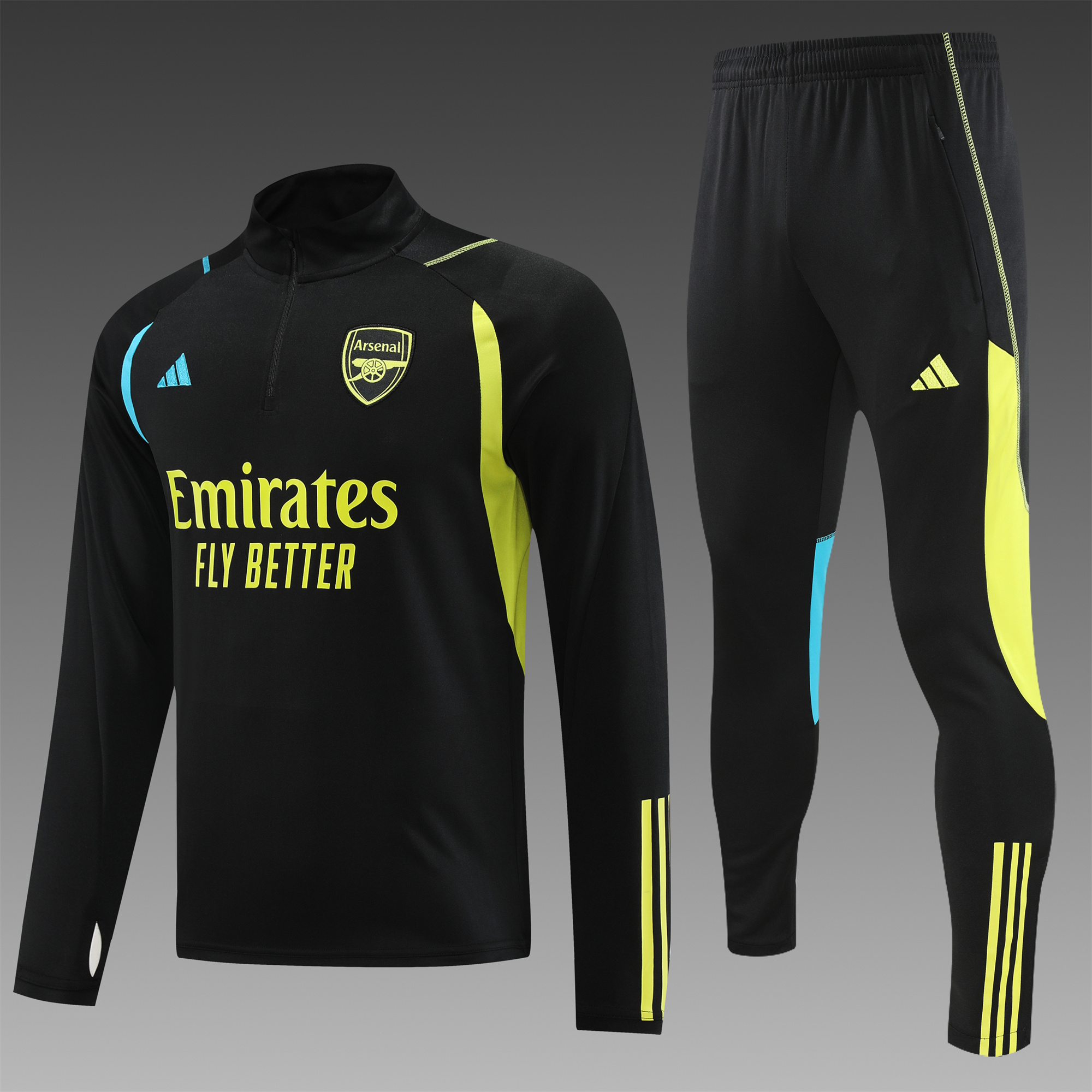 Arsenal 23-24 Long Sleeve Training Set Black - SOCCERDEALSHOP