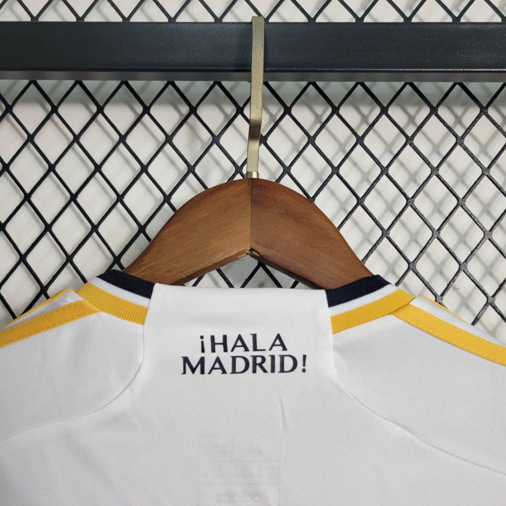 Real Madrid 23-24 Home Stadium Long Sleeve Kids Kit - SOCCERDEALSHOP