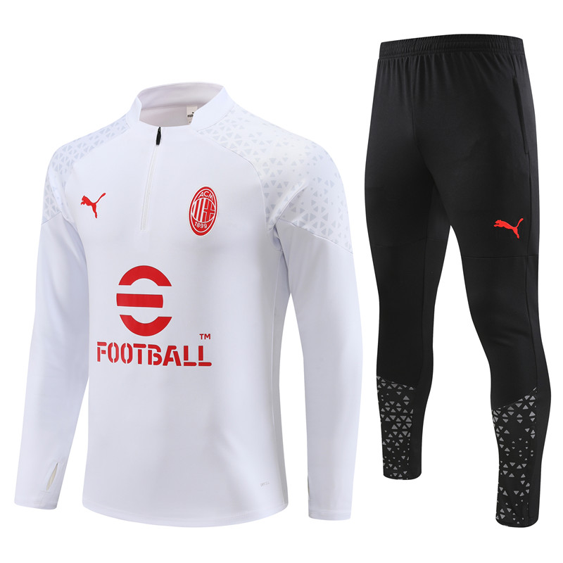 AC Milan 23-24 Long Sleeve Training Set -White - SOCCERDEALSHOP