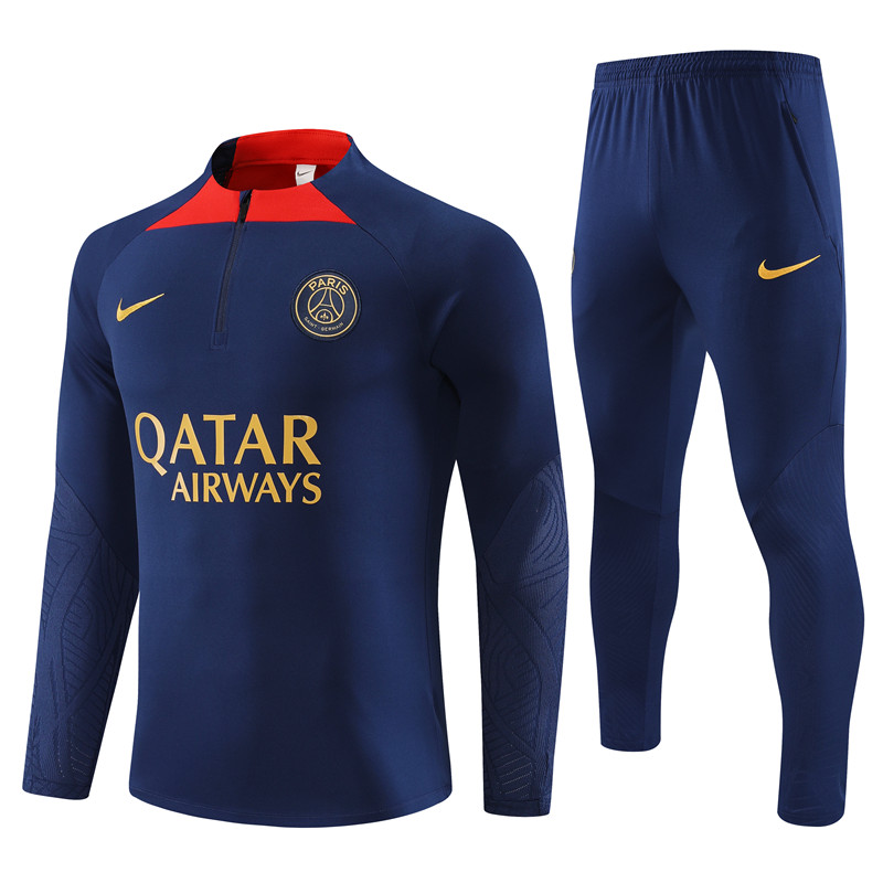 Paris Saint-Germain PSG 23-24 Kids Long Sleeve Training Set Royal Blue - SOCCERDEALSHOP