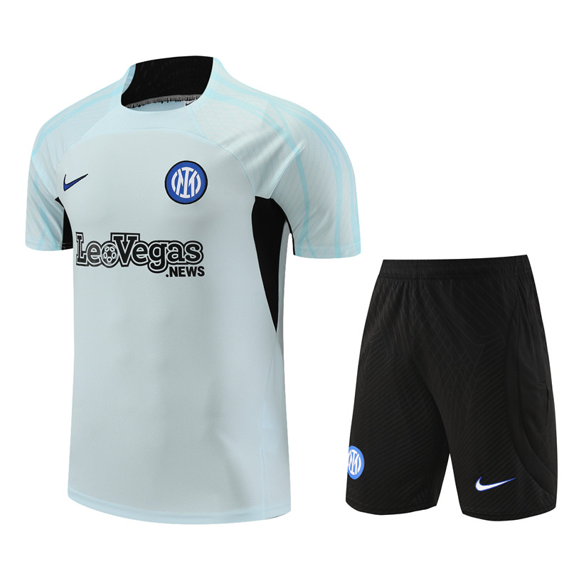 Inter Milan 23-24 Short Sleeve Training Set -Light Grey - SOCCERDEALSHOP