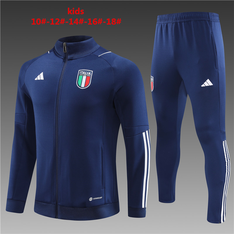 Italy 23-24 Kids Jacket Training Tracksuit -Royal Blue - SOCCERDEALSHOP