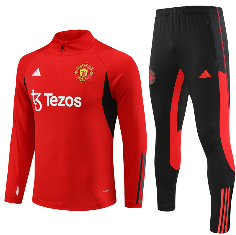 Manchester United 23-24 Kids Long Sleeve Training Set Red - SOCCERDEALSHOP