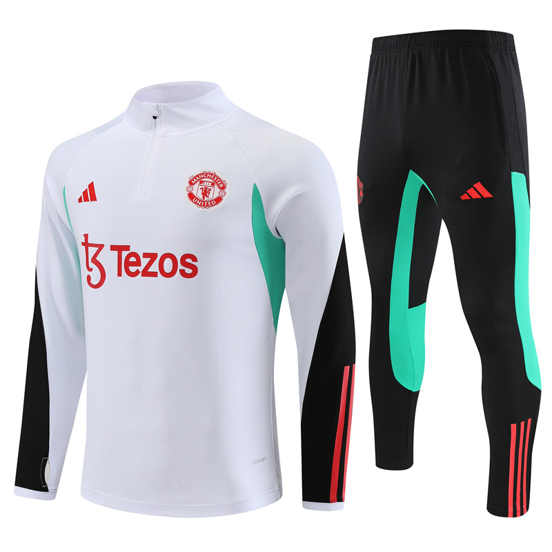 Manchester United 23-24 Long Sleeve Training Set -White - SOCCERDEALSHOP