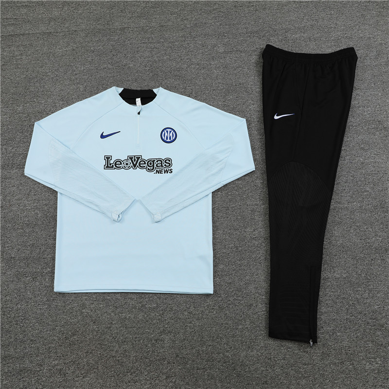 Inter Milan 23-24 Long Sleeve Training Set -Light Grey - SOCCERDEALSHOP