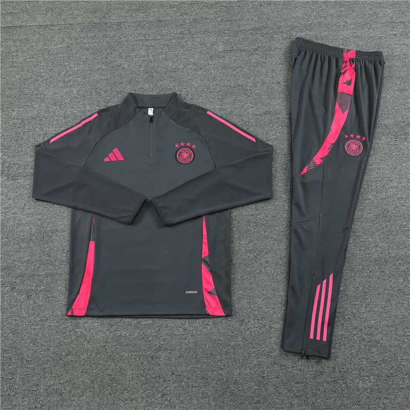 Germany 2024 Long Sleeve Training Set - Dark Gray With Pink - SOCCERDEALSHOP