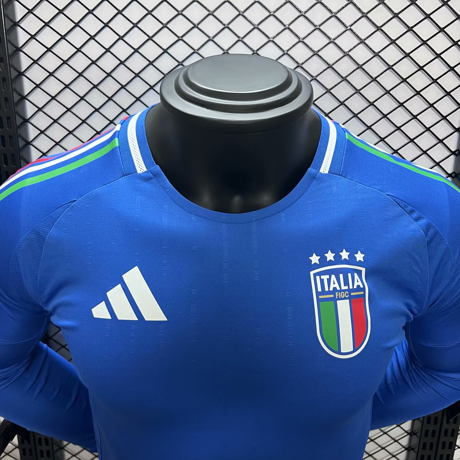Italy 2024 Home Stadium Long Sleeve Jersey - Player Version - SOCCERDEALSHOP