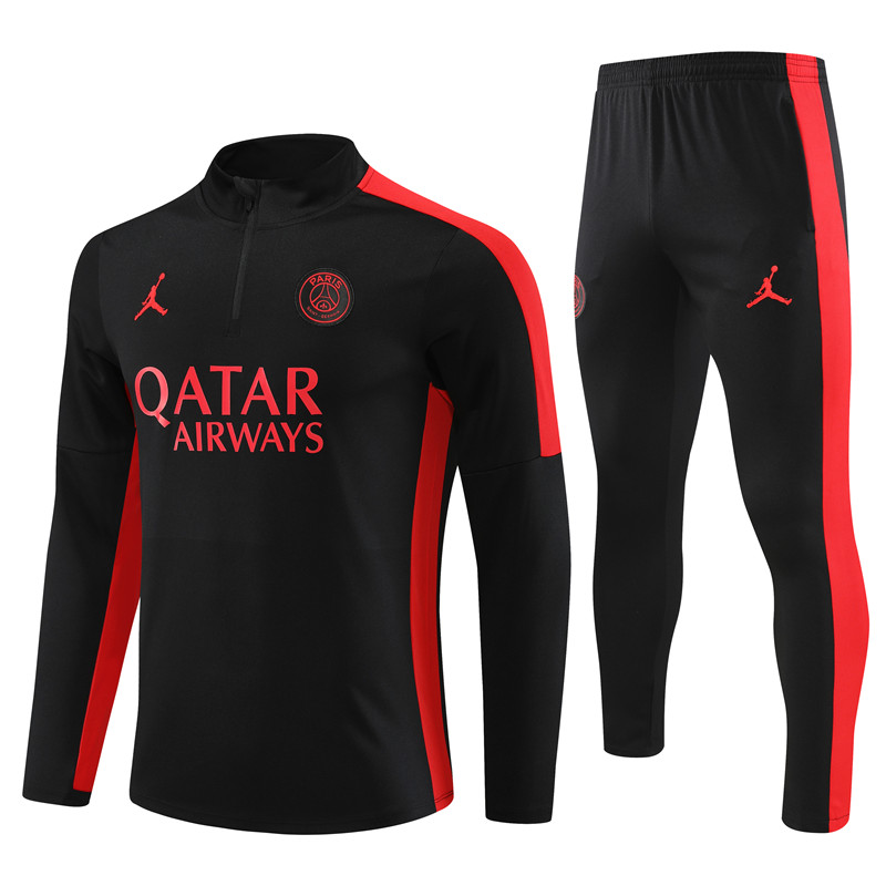 Paris Saint-Germain PSG 23-24 Long Sleeve Training Set -Black and Red - SOCCERDEALSHOP