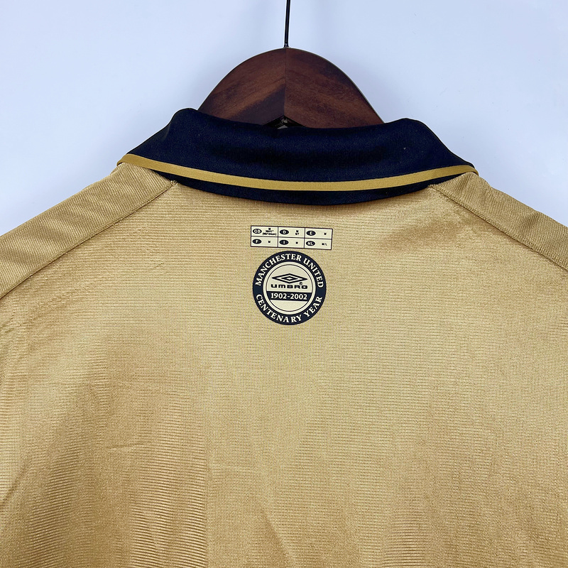Manchester United Retro 01-02 100th Anniversary Special Edition Jersey - Gold - SOCCERDEALSHOP