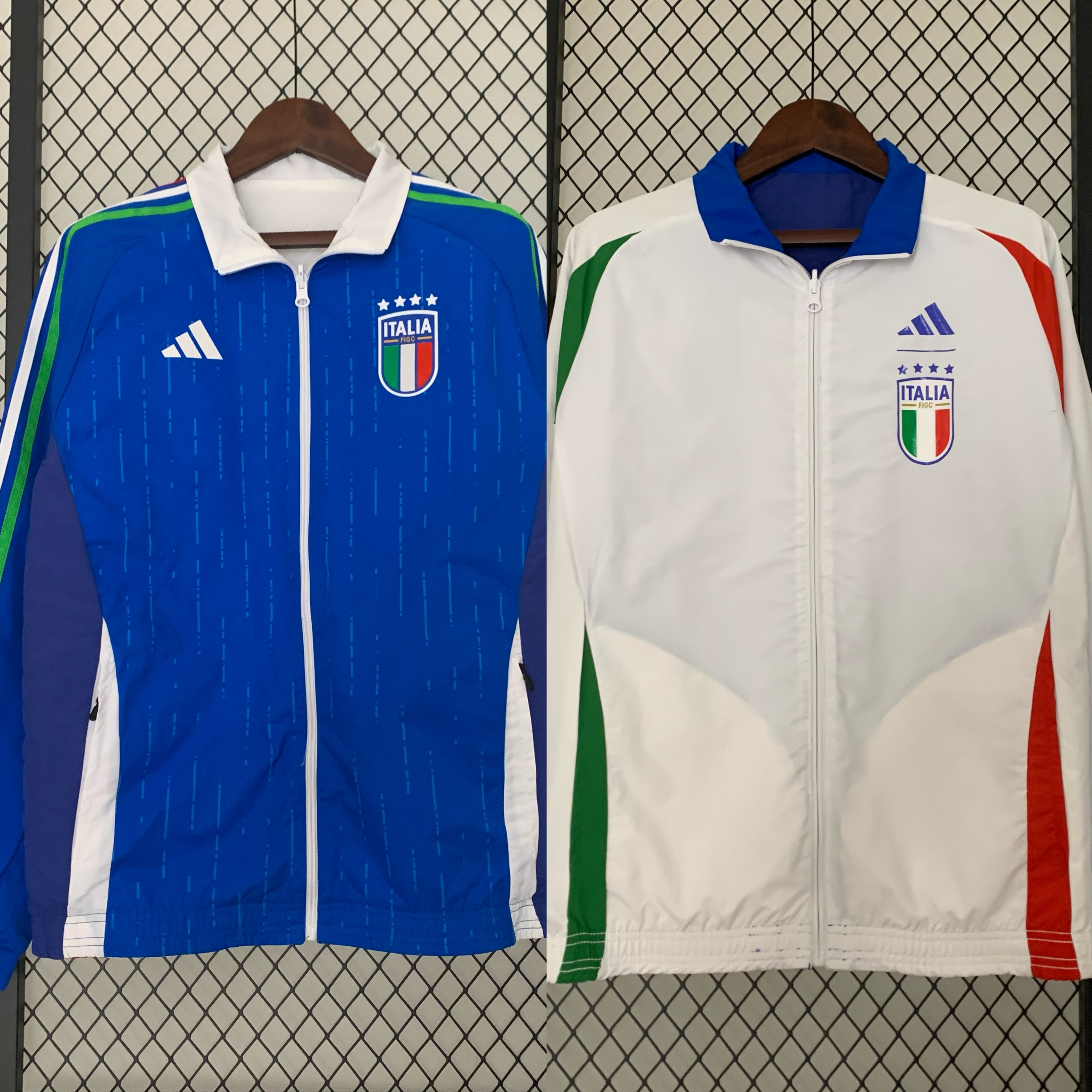 Italy 23-24 Double Sided Windbreaker - Blue & White - SOCCERDEALSHOP