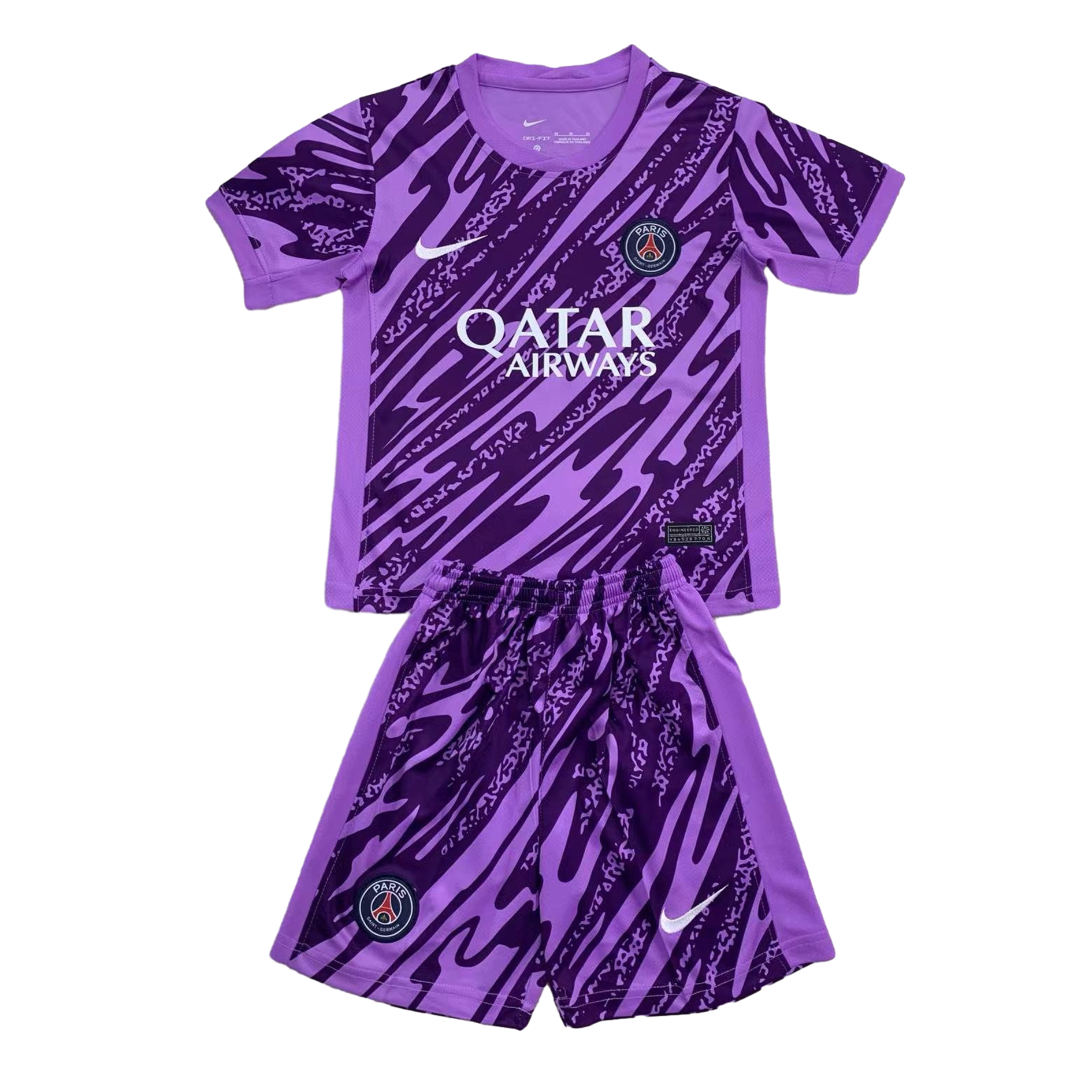 Paris Saint-Germain PSG 24-25 Goalkeeper Kids Kit - Purple - SOCCERDEALSHOP
