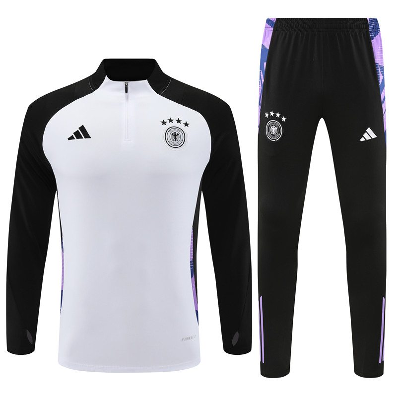Germany 2024 Long Sleeve Training Set - White With Black - SOCCERDEALSHOP