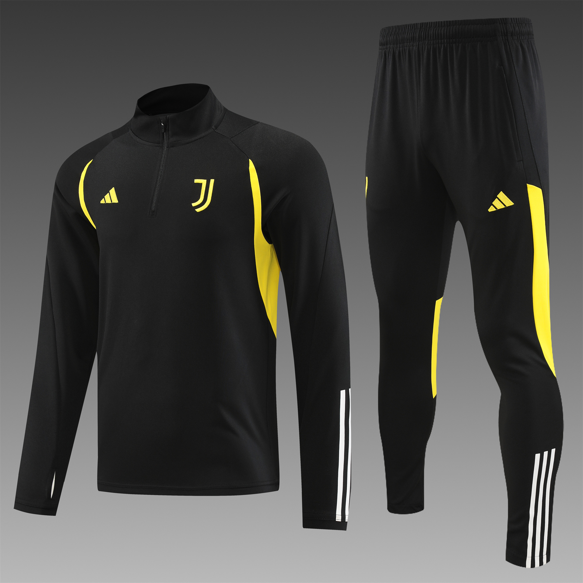 Juventus 23-24 Long Sleeve Training Set Black - SOCCERDEALSHOP