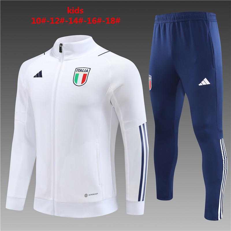 Italy 23-24 Kids Jacket Training Tracksuit -White - SOCCERDEALSHOP