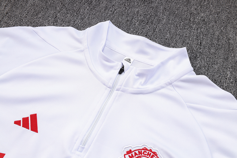 Manchester United 23-24 Long Sleeve Training Set -White and Red - SOCCERDEALSHOP