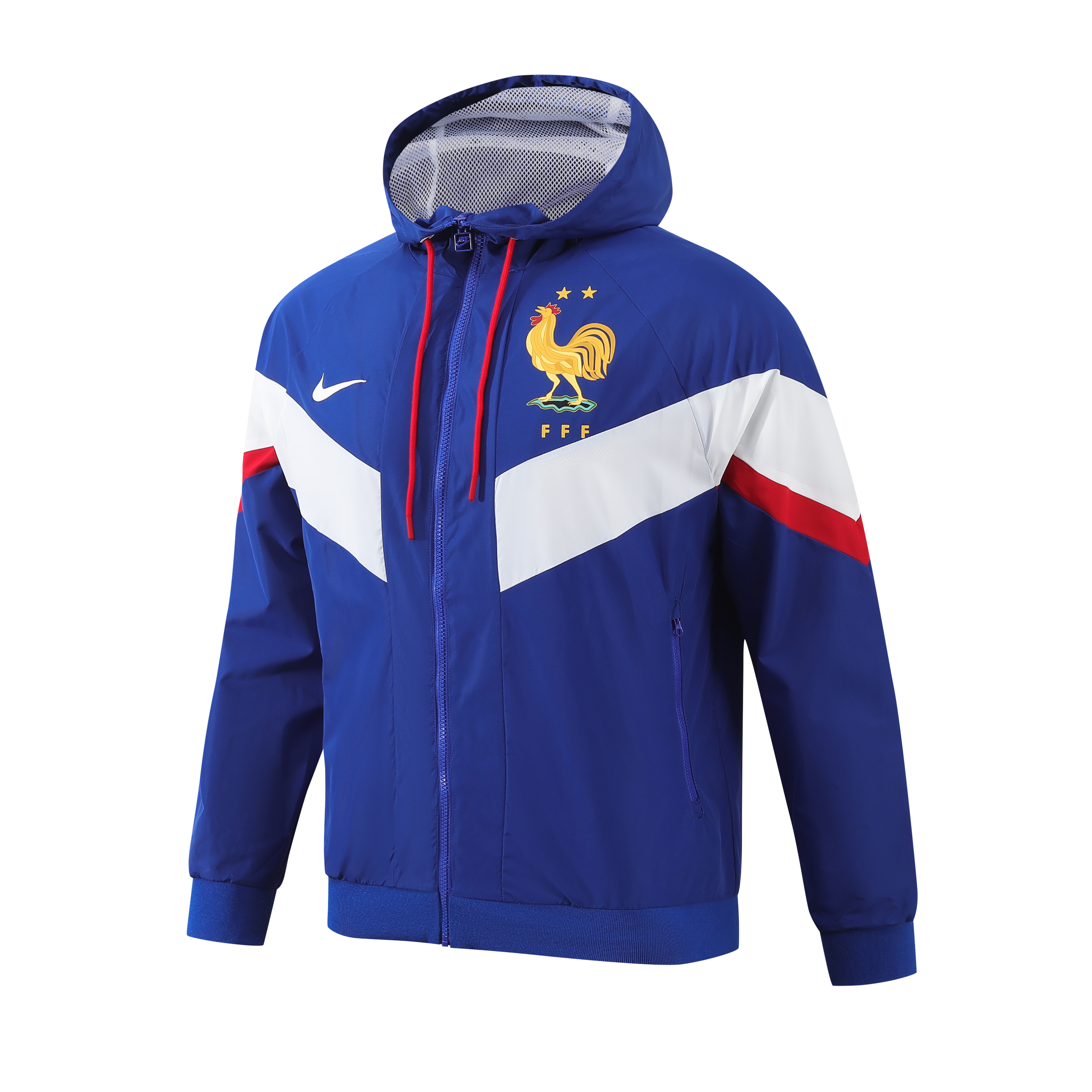 France 2024 National Team Anthem Blue Hooded Windbreaker - Player Version - SOCCERDEALSHOP