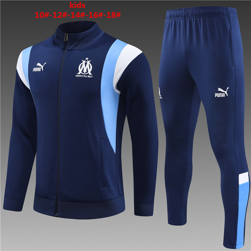 Marseille 23-24 Kids Jacket Training Tracksuit - Blue - SOCCERDEALSHOP