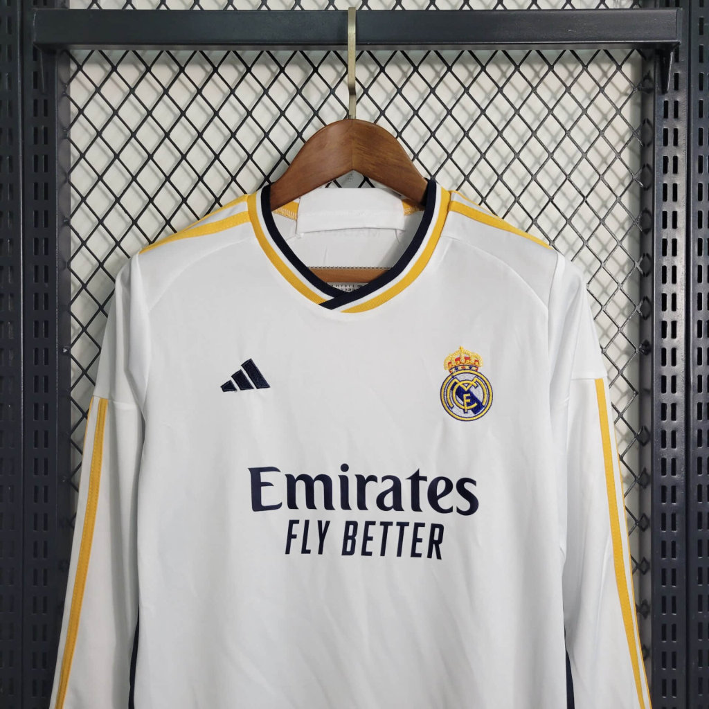 Real Madrid 23-24 Home Stadium Long Sleeve Kids Kit - SOCCERDEALSHOP