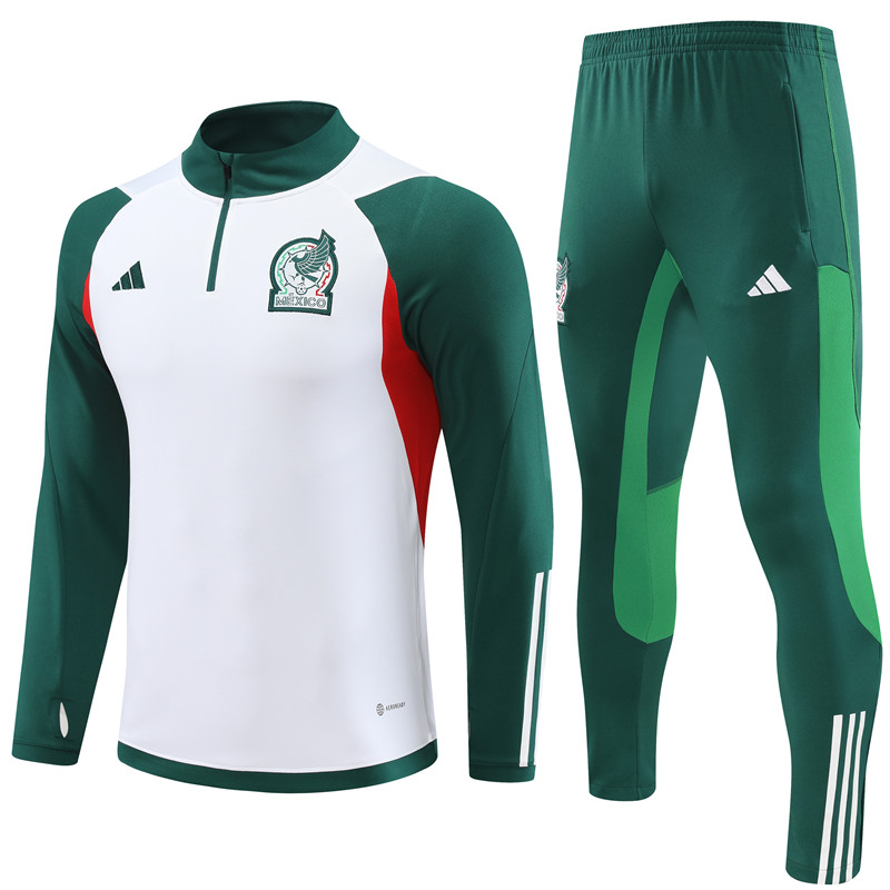 Mexico 23-24 Long Sleeve Training Set -White and Green - SOCCERDEALSHOP