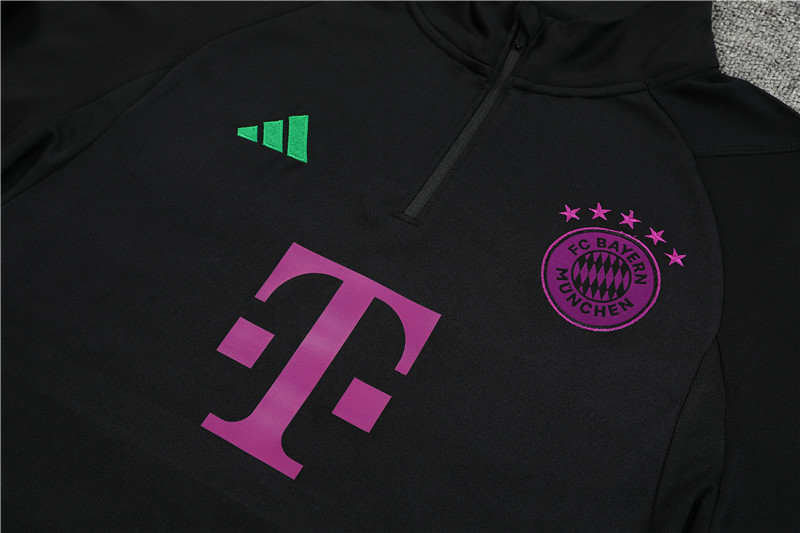 Bayern Munich 23-24 Long Sleeve Training Set -Black and Purple - SOCCERDEALSHOP