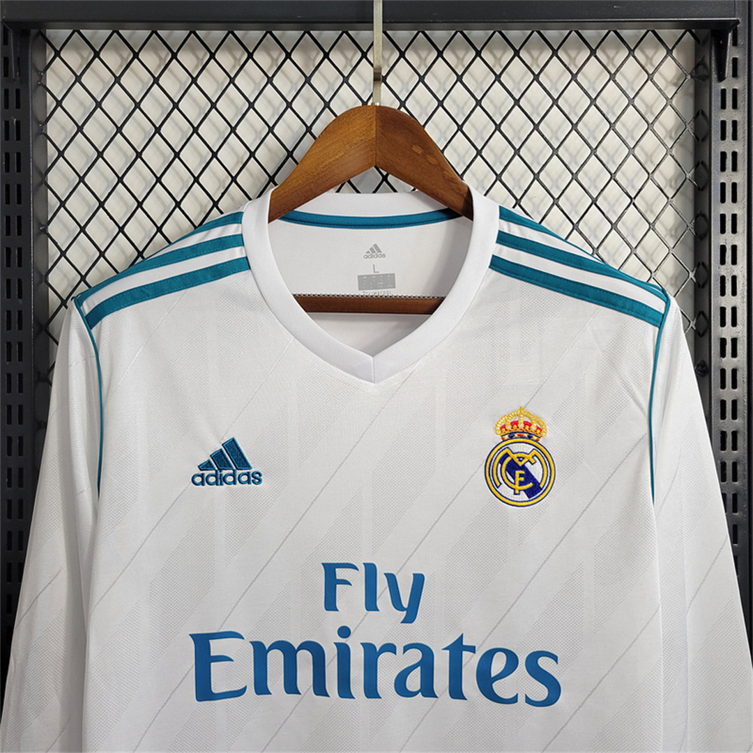 Retro Real Madrid 17-18 Home Long Sleeve Jersey - with Champions League Final Final - SOCCERDEALSHOP