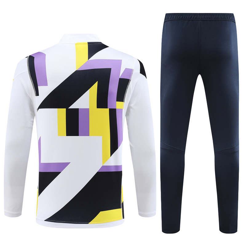 Real Madrid 23-24 Kids Long Sleeve Training Set White and Black - SOCCERDEALSHOP