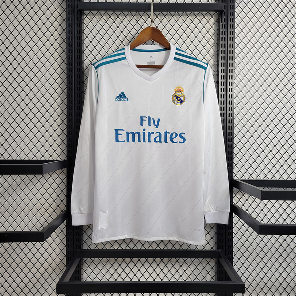 Retro Real Madrid 17-18 Home Long Sleeve Jersey - with Champions League Final Final - SOCCERDEALSHOP