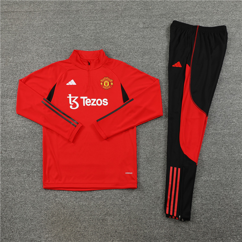 Manchester United 23-24 Kids Long Sleeve Training Set Red - SOCCERDEALSHOP