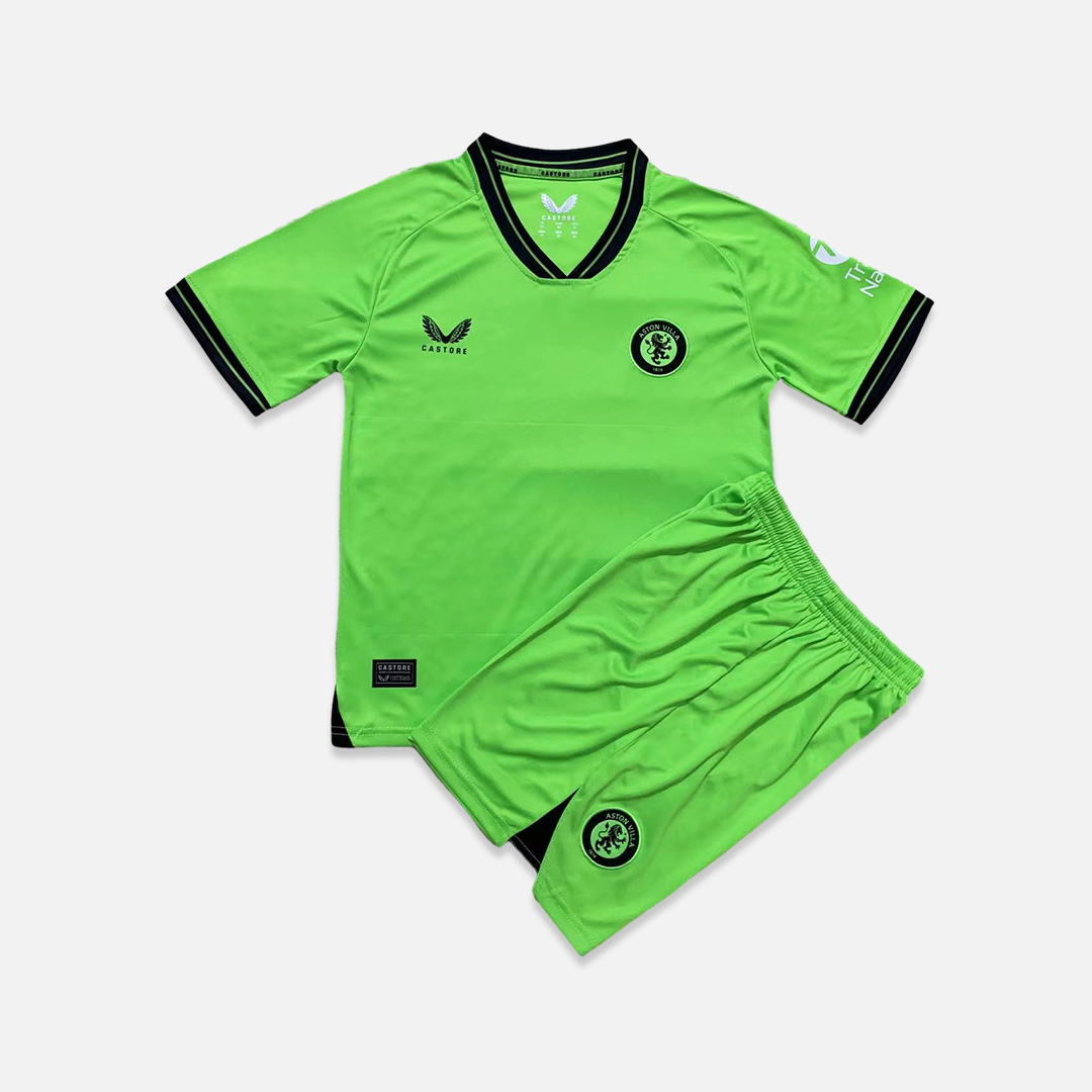 Aston Villa 23-24 Green Goalkeeper Kids Kit - SOCCERDEALSHOP