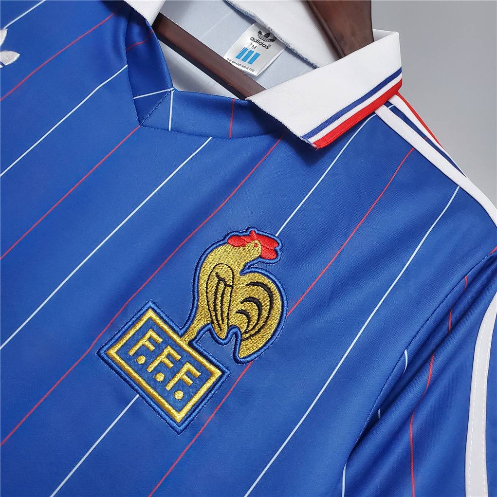 Retro France 1982 Home Stadium Jersey - SOCCERDEALSHOP