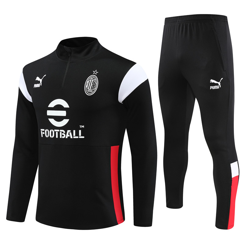 AC Milan 23-24 Long Sleeve Training Set -Black - SOCCERDEALSHOP