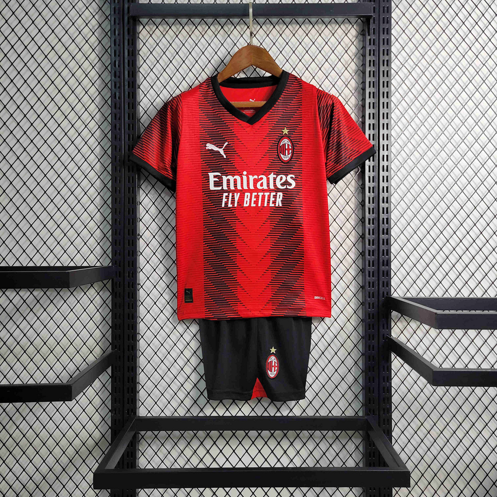 AC Milan 23-24 Home Kids Kit - SOCCERDEALSHOP
