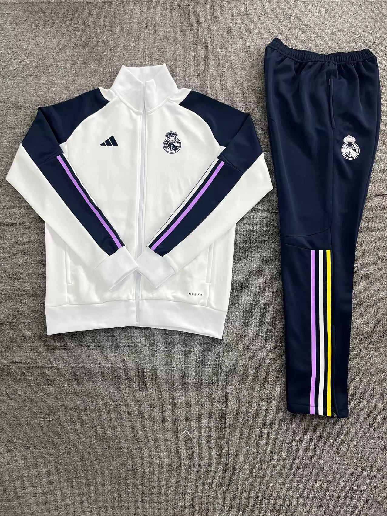 Real Madrid 23-24 Kids Jacket Training Tracksuit - White - SOCCERDEALSHOP