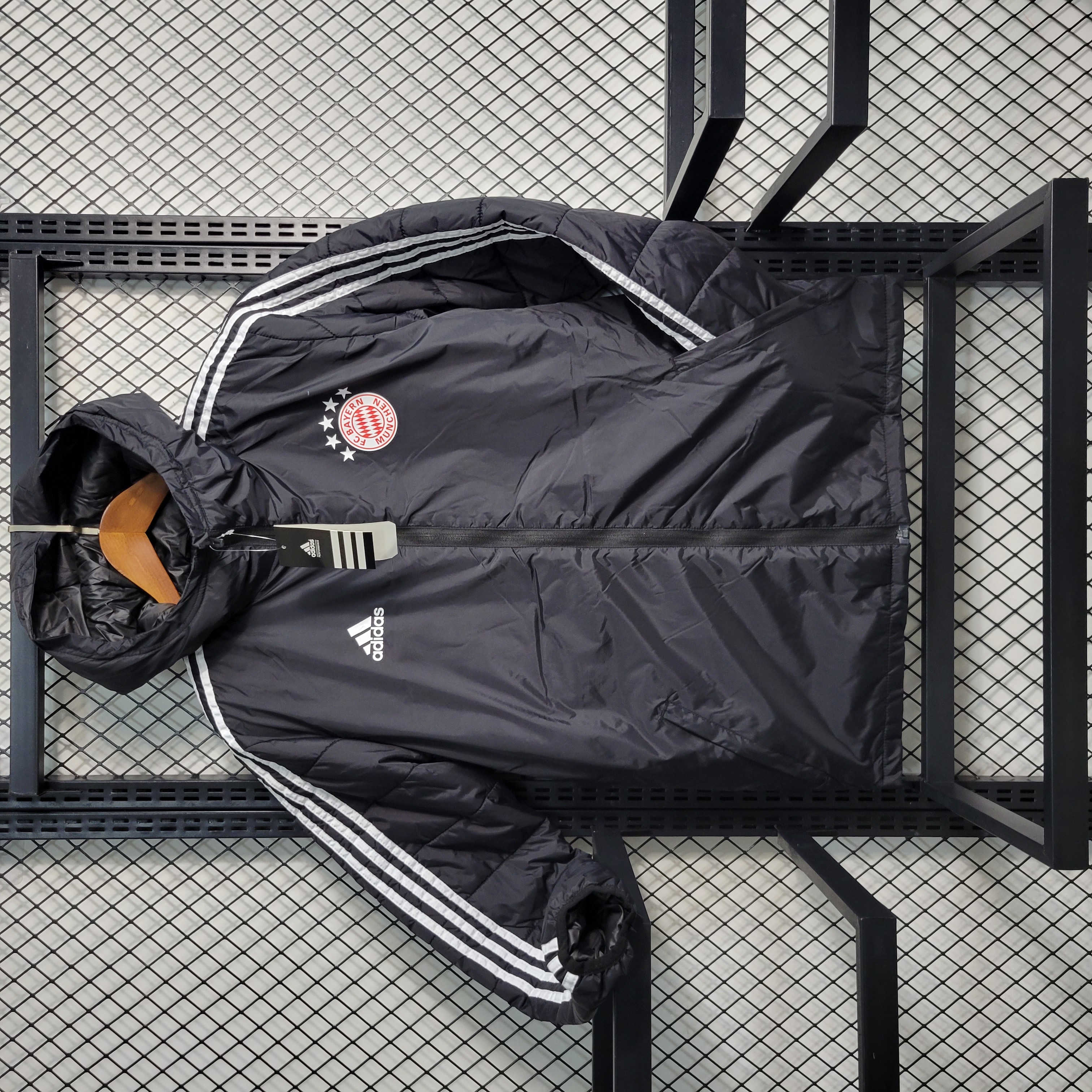 Bayern Munich 23-24 Men's Hooded Thermal Cotton Jacket Black - SOCCERDEALSHOP