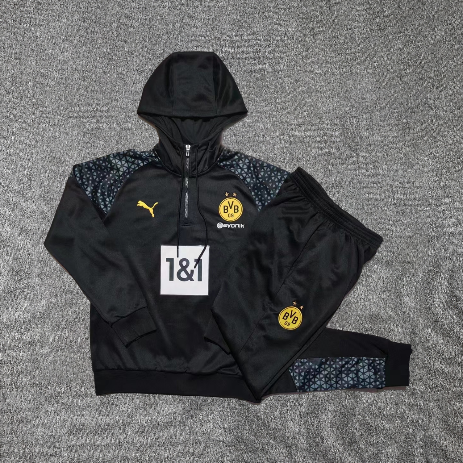 Dortmund 23-24 Men's Training Hoodie + Pants - Black - SOCCERDEALSHOP