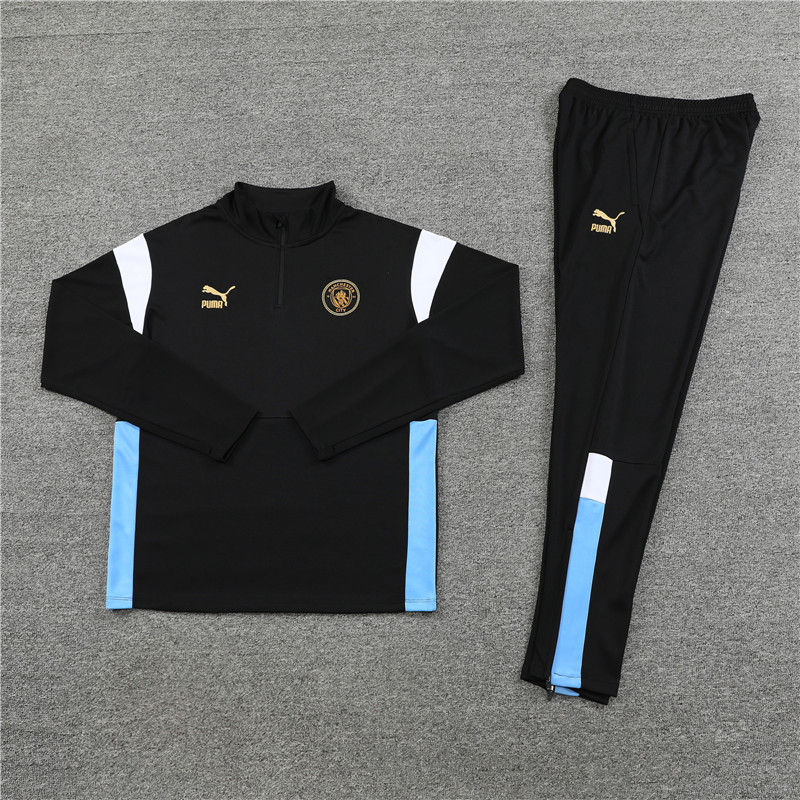 Manchester City 23-24 Kids Long Sleeve Training Set Black - SOCCERDEALSHOP